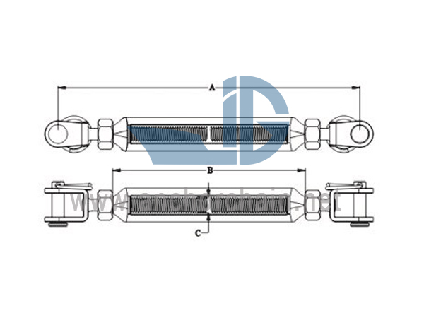 Tipo de estrutura de tensor com porca mandíbula SS304 OU SS316